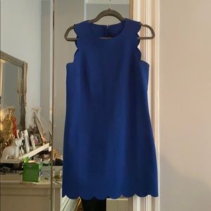 Blue scalloped shift dress